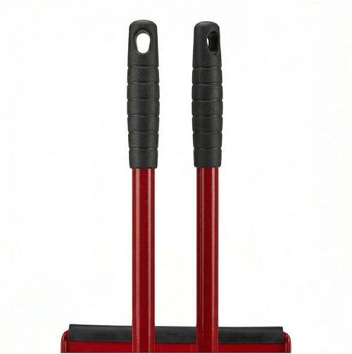 Chancejay - High Power Angle Broom and Dustpan Red Steel Handle and Black Fibers