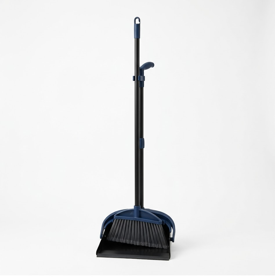 Chancejay - Broom and Dustpan Set for Home, Steel Dustpan with 56.9" Long Handle Broom Combo for Kitchen